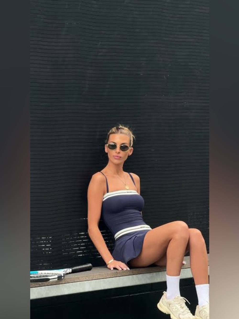 Skims Navy Tennis Skirt and Bodysuit Set